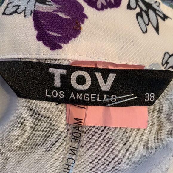 TOV Los Angeles Floral Ruffled Dress Bell sleeve S - Picture 5 of 6